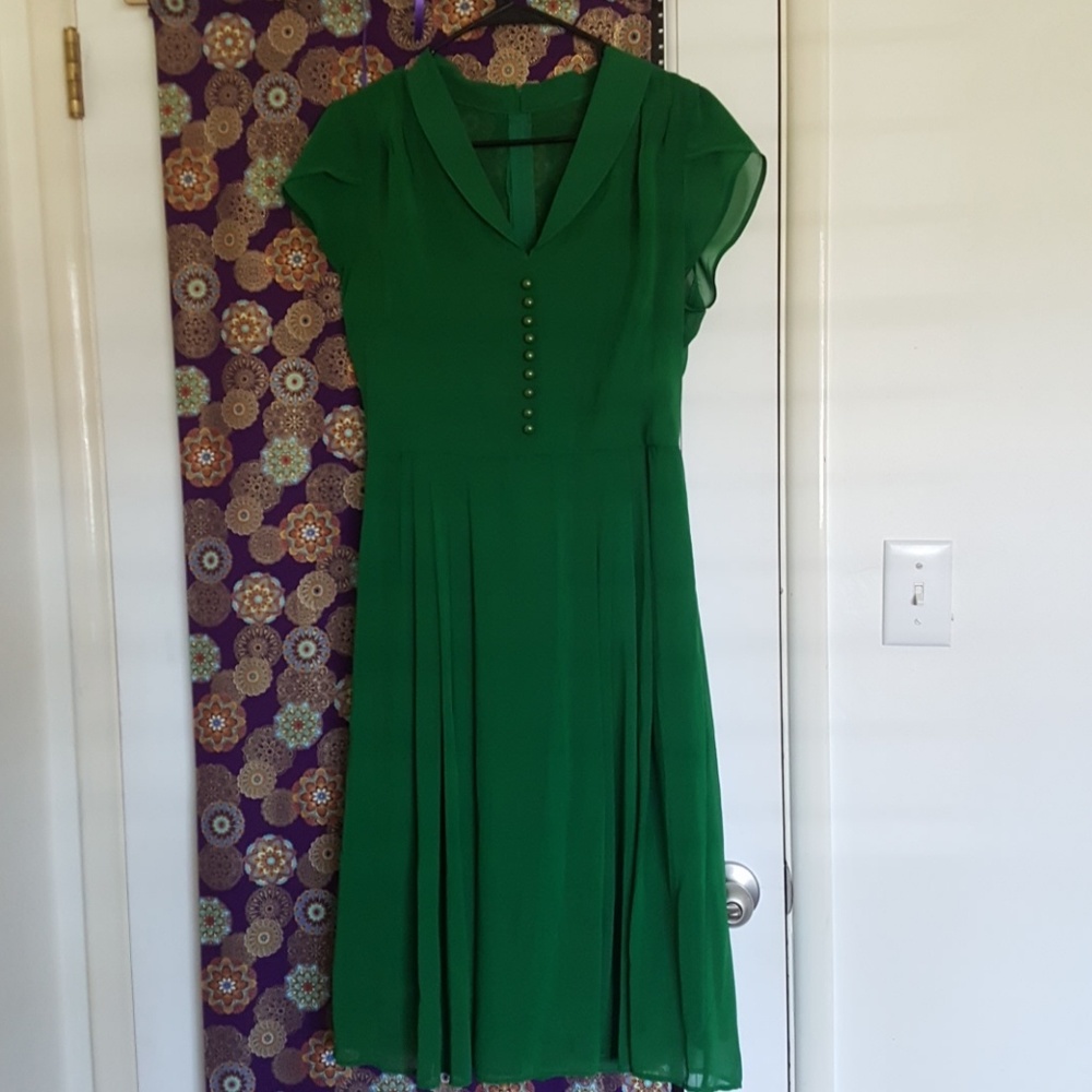 Hell Bunny, Vintage Green Dress, Size Medium